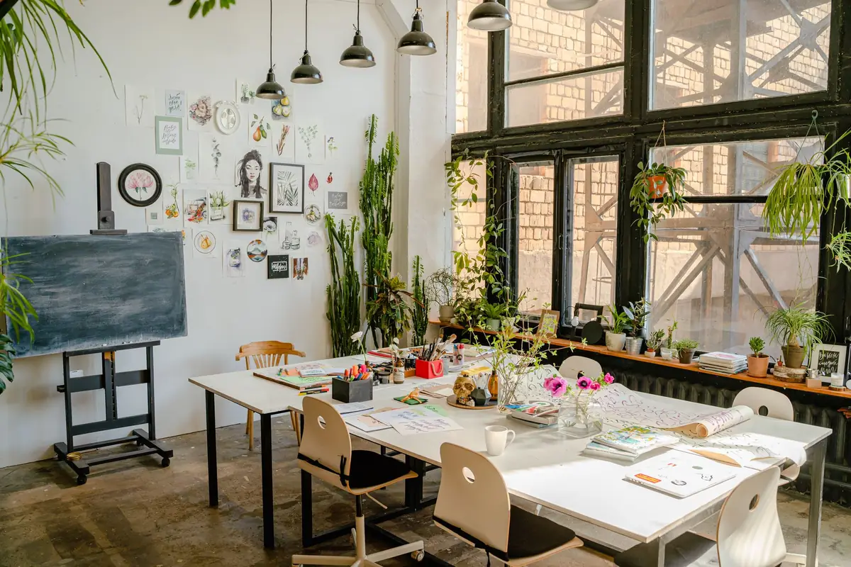 A bright studio workspace